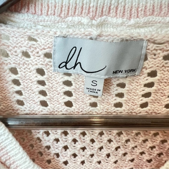 DH tennis pullover sweater, pointelle knit, baby pink w. white cableknit detail - Picture 3 of 11